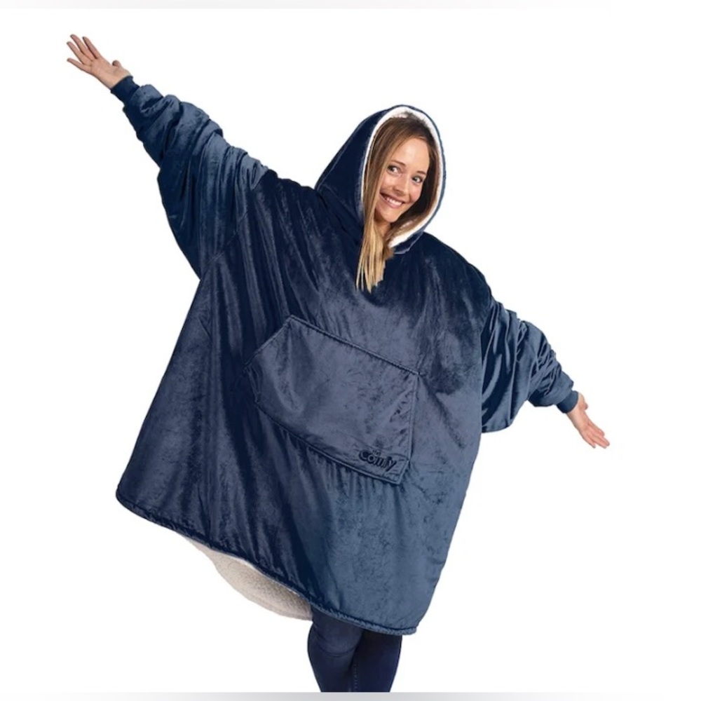 Cozy Oversized Hooded Wearable Blanket - Navy
